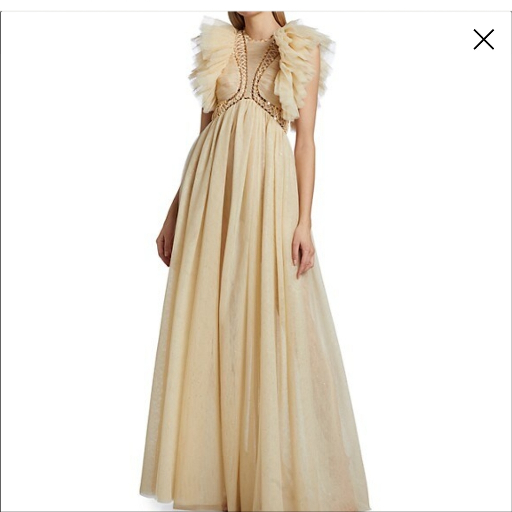 Zimmermann Dancer Glitter Tulle Ruffle Gown sz 1 NWT